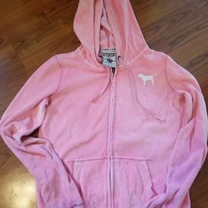 Victoria secret zip up PINK sweatshirt. MEDIUM.